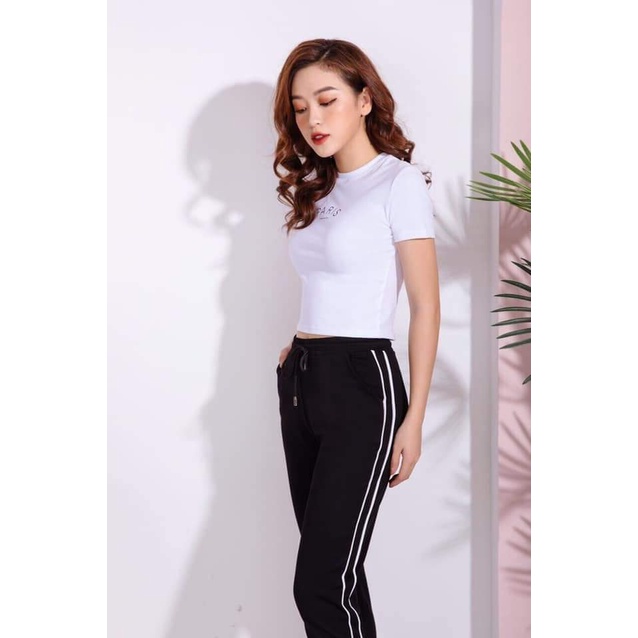 Quần Baggy Nữ Phối 2 Sọc Trắng Vải Umi Hàn