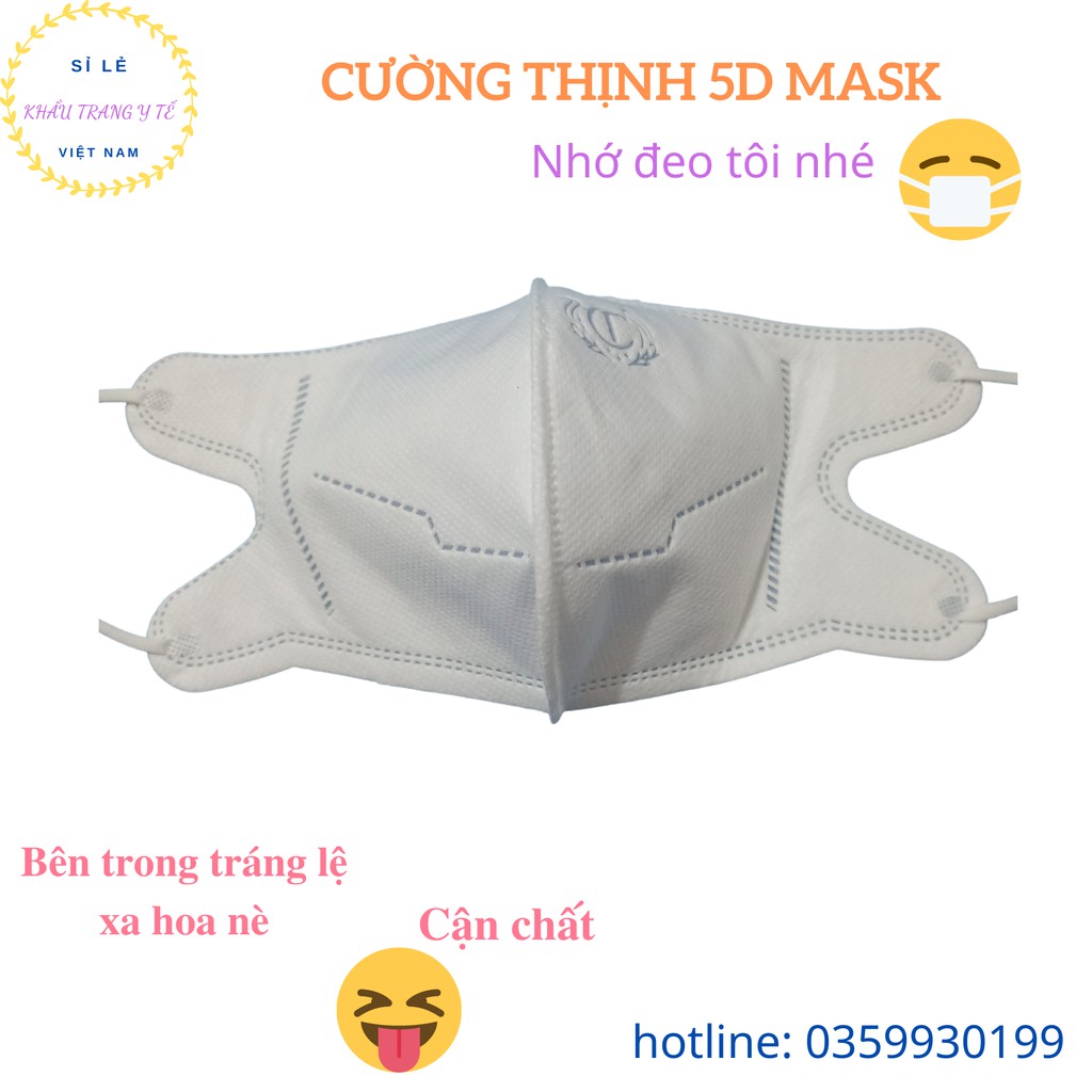 [CƯỜNG THỊNH] Khẩu Trang Y Tế Cao Cấp Người Lớn 5D MASK Màu Trắng 10 chiếc 1 Túi