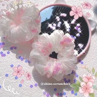 Cột tóc scrunchies voan hai lớp hoa anh đào 🌸 | Tiệm của Bánh Bèo