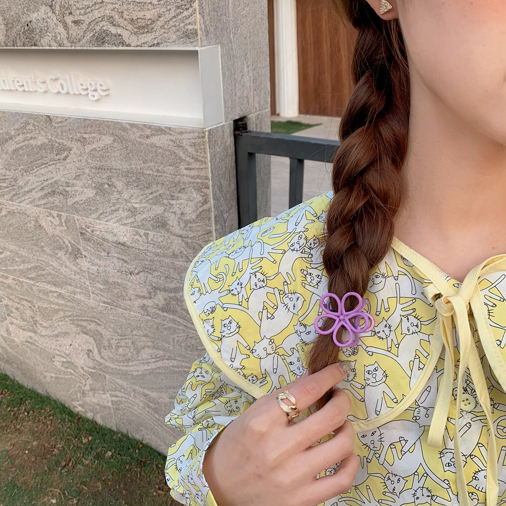 Kẹp Tóc Càng Cua Đính Hoa Kim Loại Phong Cách Hàn Quốc Cho Nữ