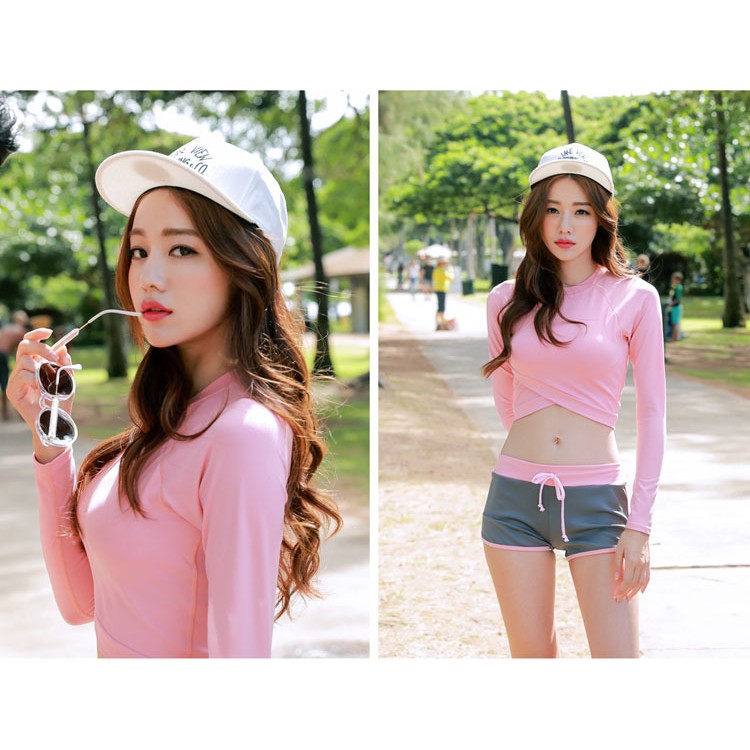 2 mảnh dài tay hồng ghi