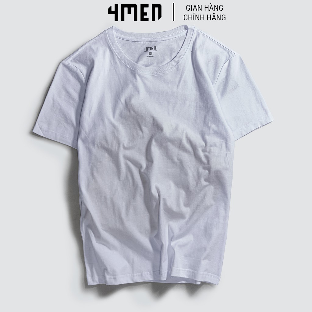 Áo thun nam cotton trơn 4MEN AT043 cổ tròn, ngắn tay, form basic, vải cotton dày dặn, thoáng mát, 4 màu hot trend | BigBuy360 - bigbuy360.vn