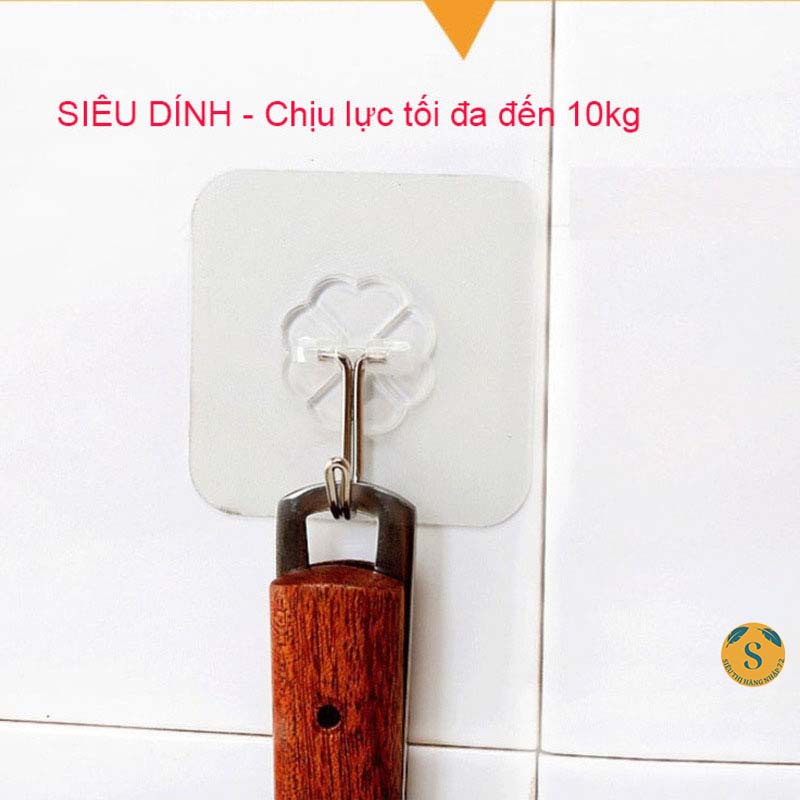 Móc dán tường 1k thần thánh siêu dính, trong suốt, chịu lực, bám dính tốt mọi bề mặt kích thước 6x6cm