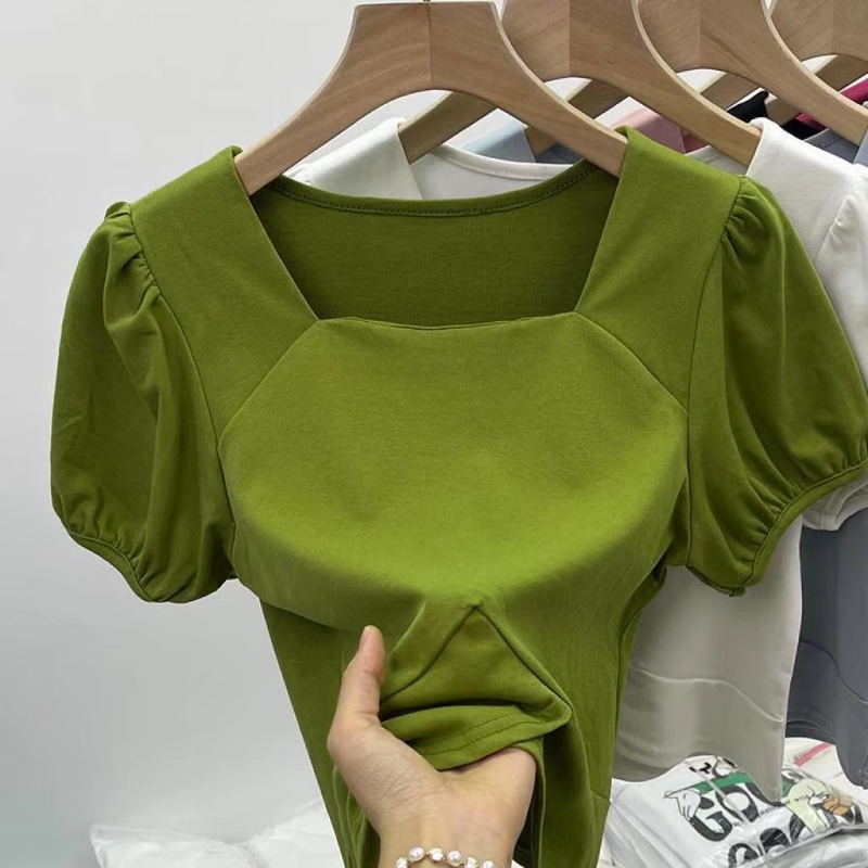 Áo croptop BH cổ vuông tay phồng thời trang mùa hè xinh xắn cho nữ