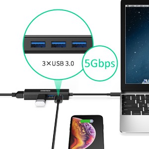 Bộ Chia USB-C CHOETECH Sang 3 Cổng USB 3.0 Và 1 Cổng Rj45 Cho Macbook Pro