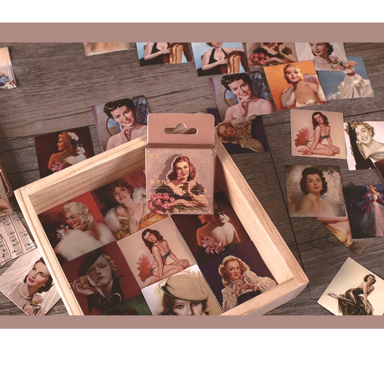 Hộp 46 tấm hình dán, sticker cổ điển loạn thế giai nhân