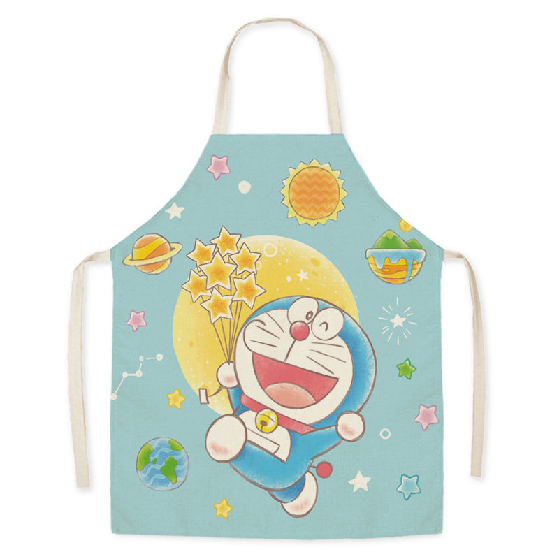 Hoạt Hình Tạp Dề Vải Lanh In Hình Doraemon Đáng Yêu Cho Gia Đình