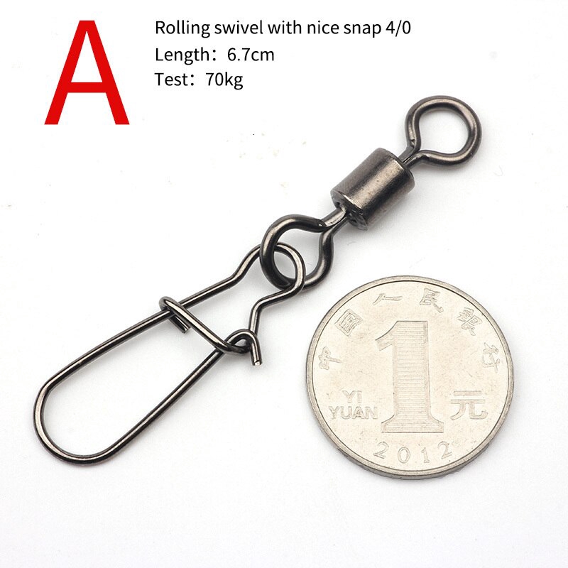 Bộ 10 Cái size Lớn 4 / 0 Chất Lượng Cao# Thùng Cuộn Câu Cá Biển Với Móc Khóa Xoay Đẹp Mắt An Toàn