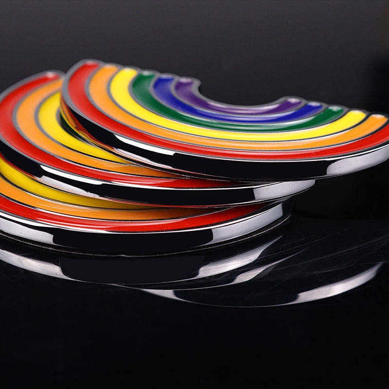 Rainbow Car Logo Car Personality Metal Modification Car Body Sticker Rear Car Badge Electric Car Motorcycle Decorative Sticker Fuel Tank Stickers qjVu