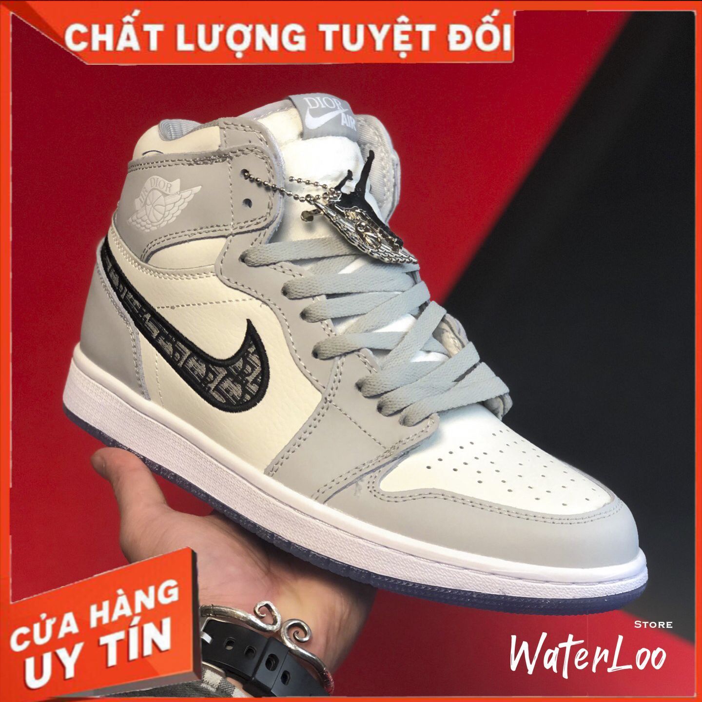[FREESHIP+HỘP+QUÀ] Giày Thể Thao Sneakers AIR JORDAN 1 Retro High cao cổ xám trắng
