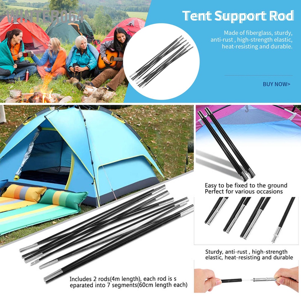 3.96M Lều cắm trại bằng sợi thủy tinh Thanh cột hỗ trợ ngoài trời Bộ khung bạt mái hiên Winter064