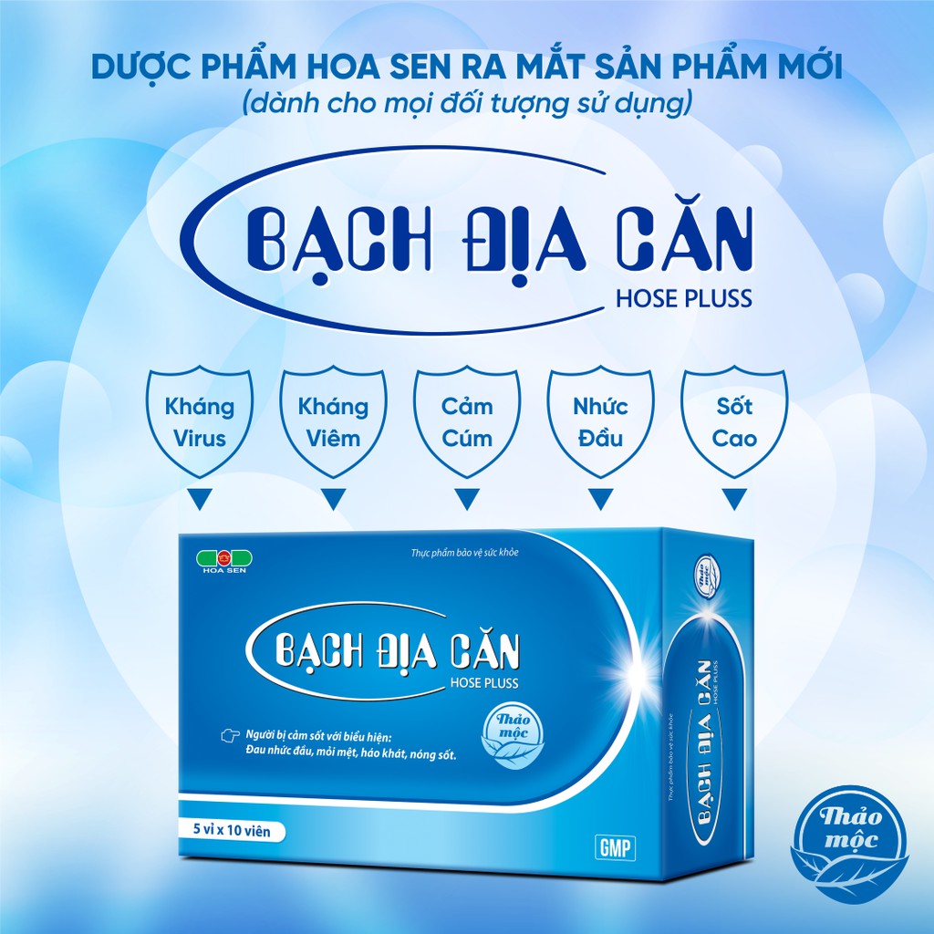BẠCH ĐỊA CĂN - Hose Pluss - Giảm đau nhức đầu nhanh, cảm cúm, mỏi mệt, háo khát, nóng sốt