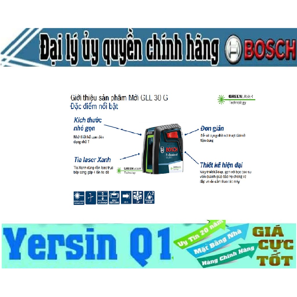 Máy cân mực laser Bosch GLL 30 G tia xanh