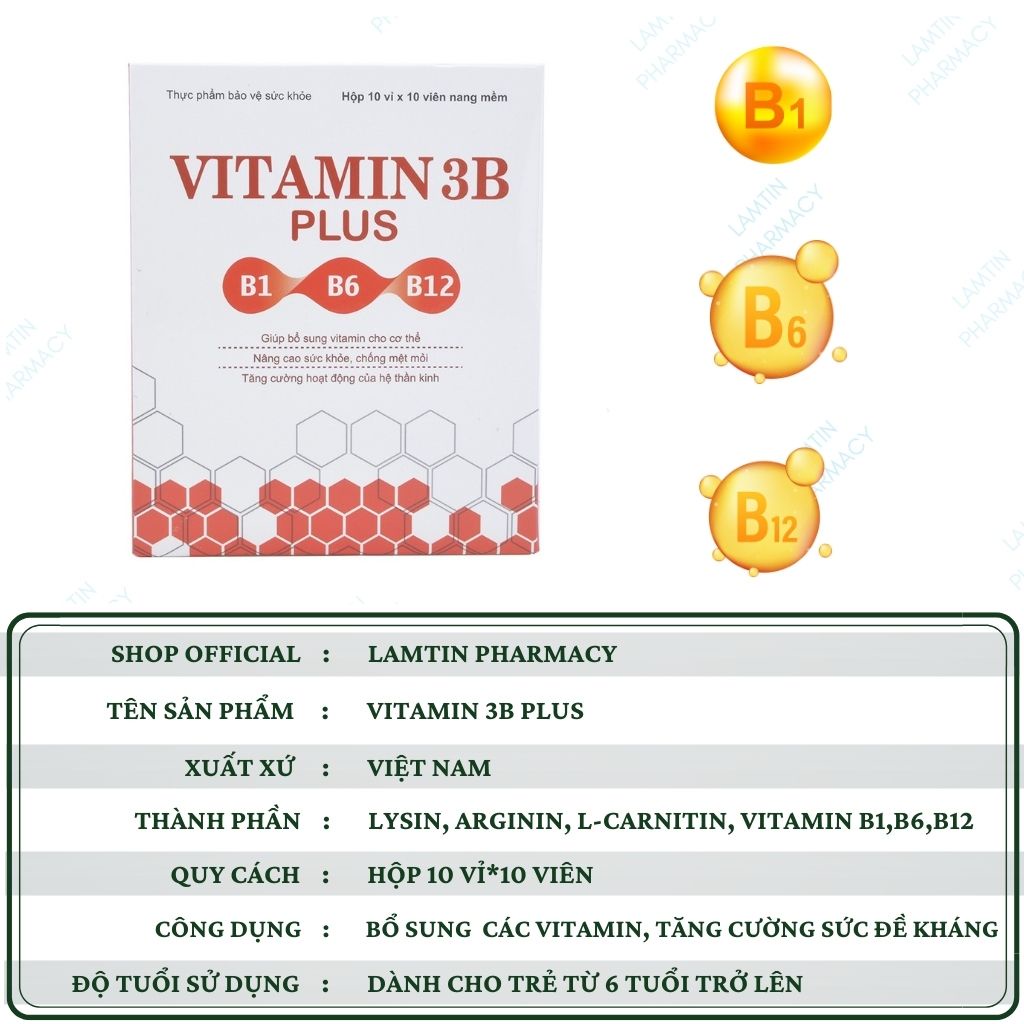 ✅(Chính Hãng) Vitamin 3b plus - Hỗ trợ tăng cường hấp thu dưỡng chất cho cơ thể HỘP 100 viên