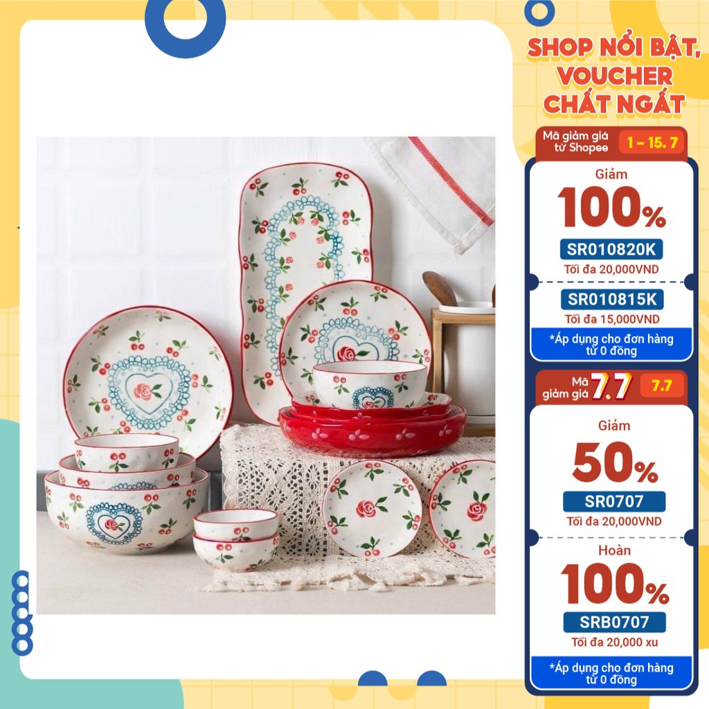 BỘ SƯU TẬP CÁC SẢN PHẨM BÁT ĐĨA HỌA TIẾT CHERRY