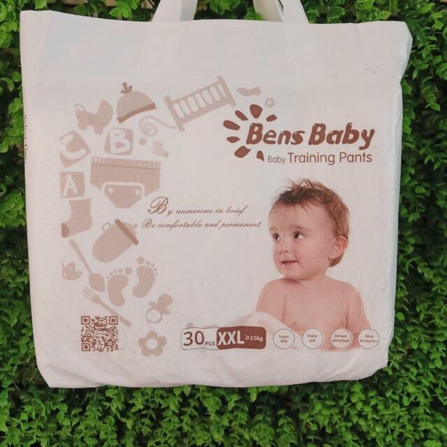 Bens Baby Size bỉm quần  Size M (6-11kg) 40 miếng Size L (9-14kg) 36 miếng Size XL(12-17kg) 32 m,Size XXL(17-23kg) 30m