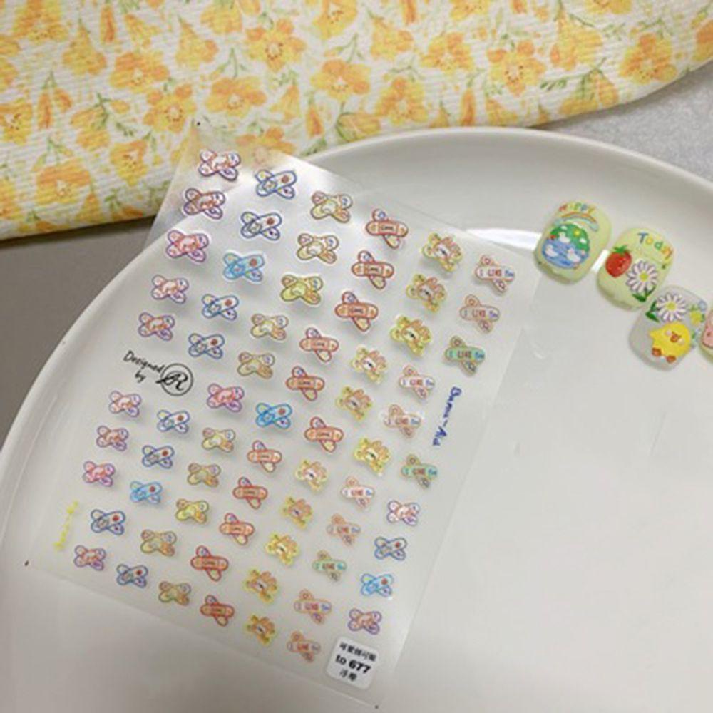 Miếng Dán Trang Trí Móng Tay 5D Hình Gấu Xinh Xắn