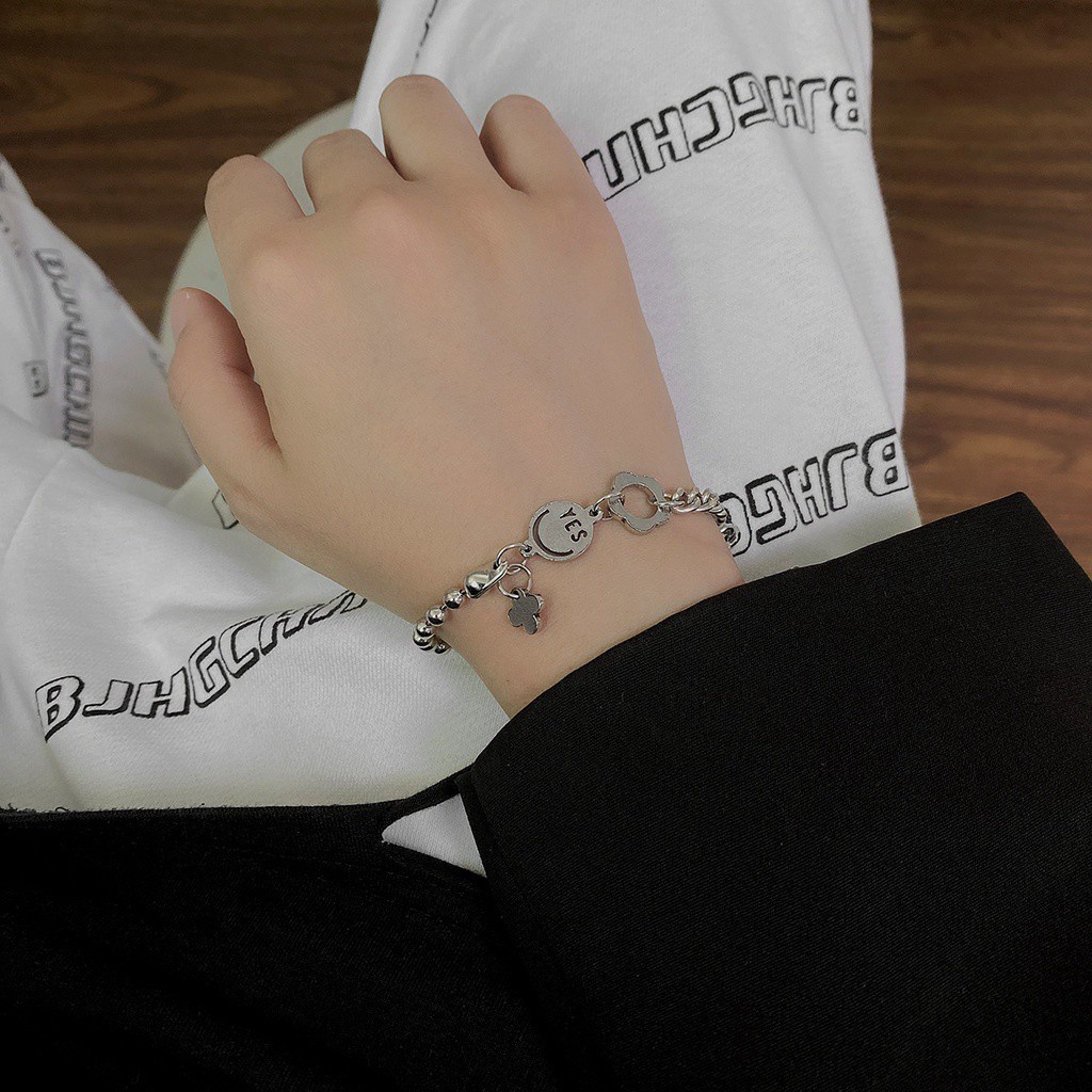 Vòng tay hình mặt cười họa tiết chữ cái đơn giản thời trang 191103