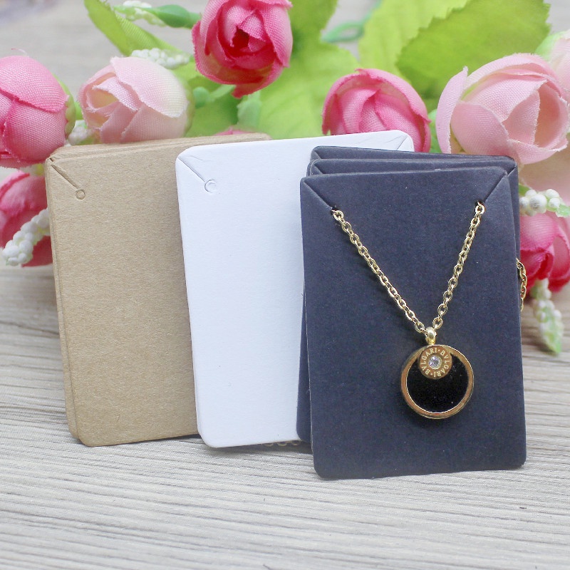 Set 50 thẻ giấy trắng 5X4cm trưng bày khuyên tai/Vòng cổ