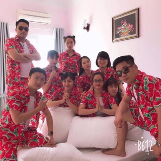 (""Sale lớn )&& Bộ hoa quả dưa hấu đỏ mặc nhóm đi biển có đủ size cho cả gia đình bao chất mềm