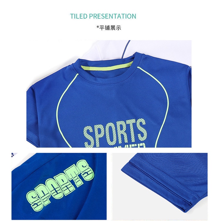 Bộ Đồ Thể Thao Áo Thun Tay Ngắn Phối Lưới Thoáng Khí 90-150cm Thời Trang Cho Bé