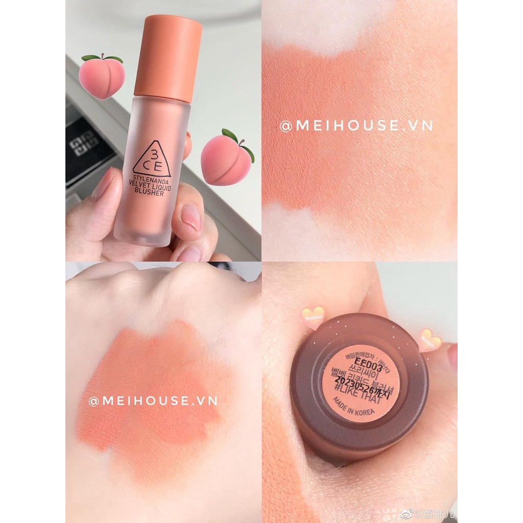 Má Hồng Dạng Kem 3CE Velvet Liquid Blusher