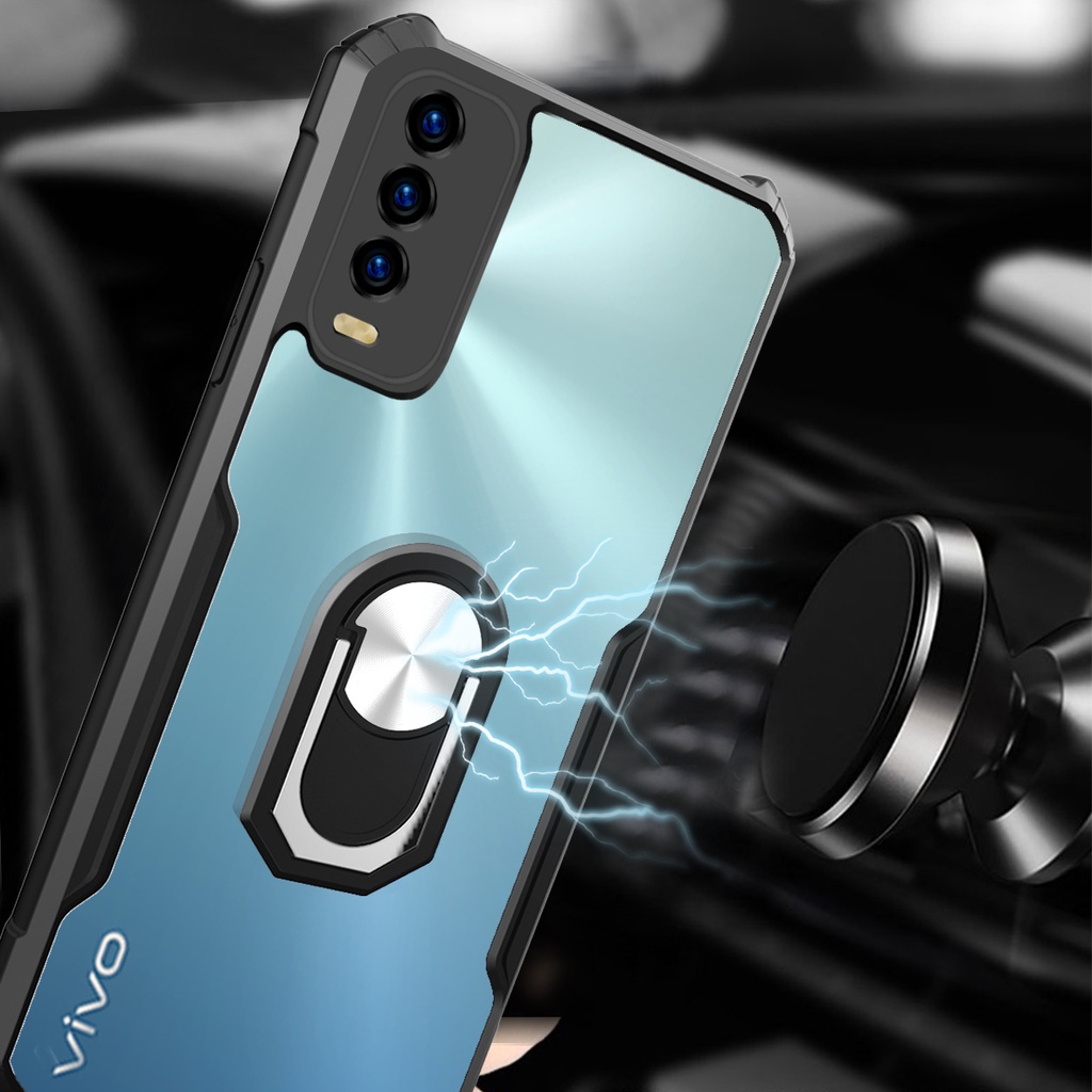 Ốp Điện Thoại Mềm Trong Suốt Chống Rơi Có Vòng Đỡ Cho VIVO Y19 U3 Z5X X30 Pro V17 Pro V19 NEO