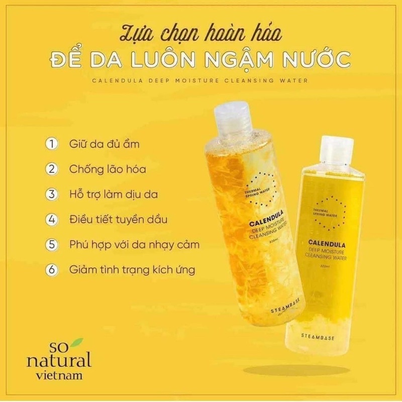 Tẩy Trang Hoa Cúc La Mã Calendula STEAMBASE Deep Moistura Cleasing Water