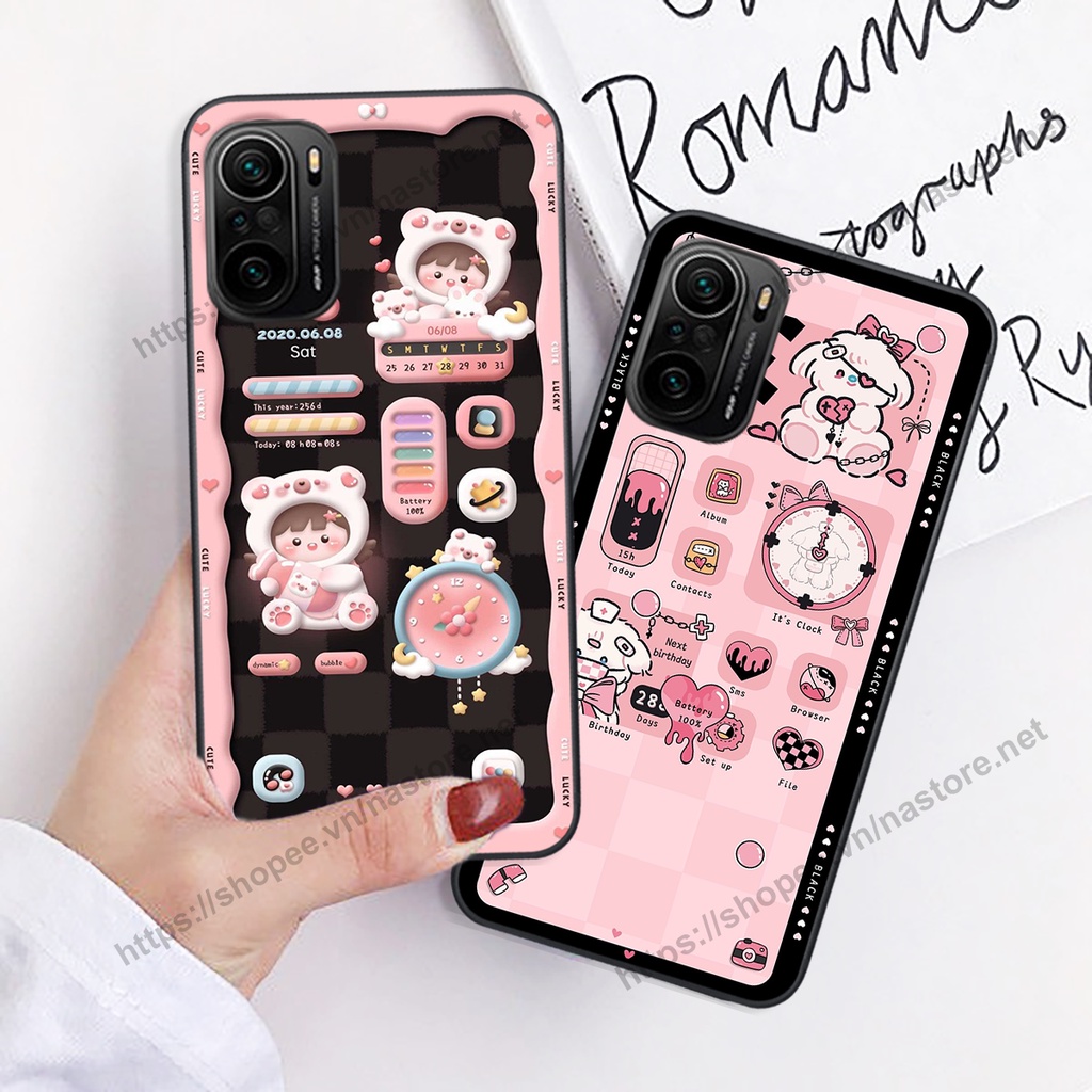 Ốp lưng Xiaomi Redmi K40 / K40 PRO / K40 GAMING / POCO F3 gấu, đồng hồ dễ thương cute giá rẻ