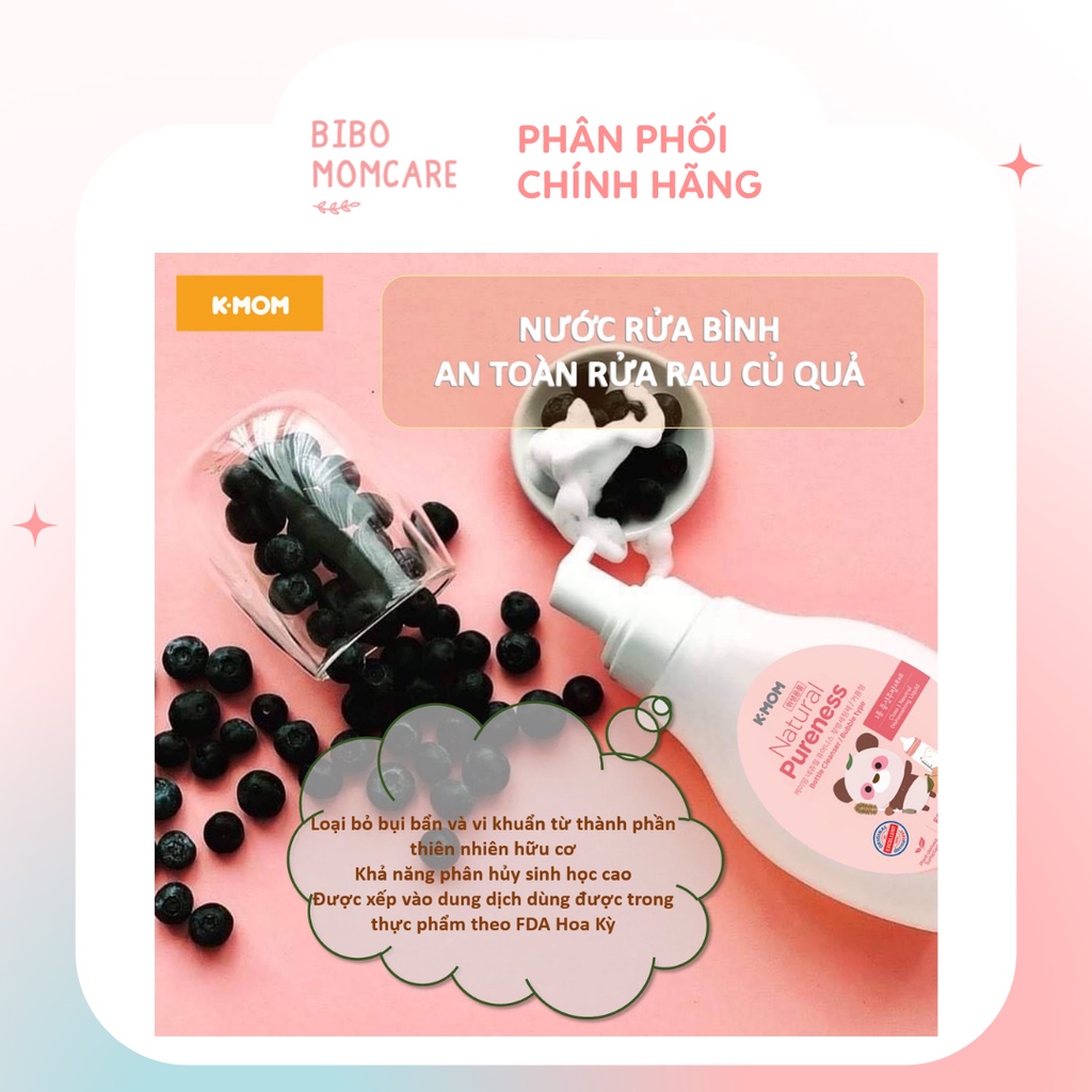 Nước Rửa Bình và Rau Quả Hữu Cơ Tinh chất Trà xanh K-mom Hàn Quốc Dạng Chai Tạo bọt Tiết kiệm 500ml