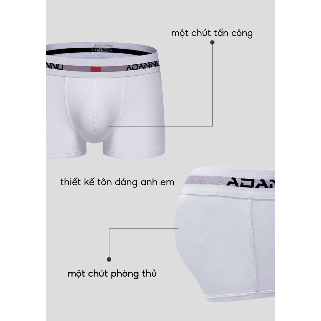 ★ [ HÀNG LOẠI 1 ] QUẦN LÓT BOXER NAM ADANNU SỊP ĐÙI NAM THUN COTTON BẢNG LƯNG IN CHỮ