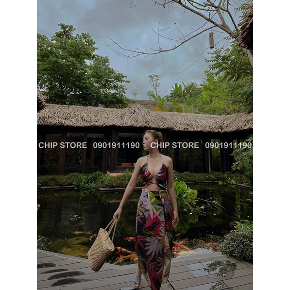 VÁY BODY CUT EO ZARA XUẤT DƯ XỊN HOẠ TIẾT NHIỆT ĐỚI DU LỊCH