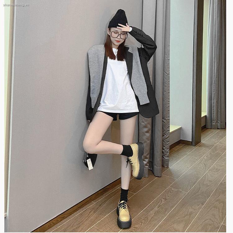 Giày Da Đế Dày Mũi Tròn Phong Cách Retro Anh Quốc 2021 Cho Nữ