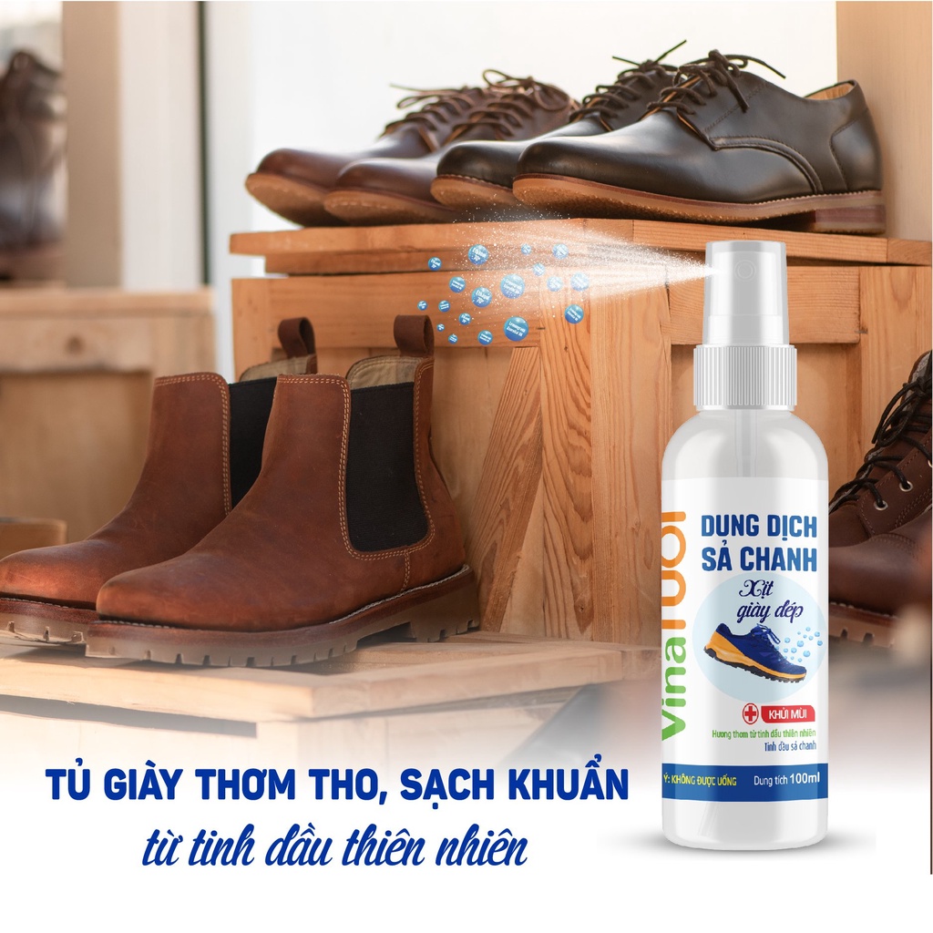 Dung dịch xịt vệ sinh giày dép VINA TƯƠI 100ml khử mùi chống hôi giày dép sneaker