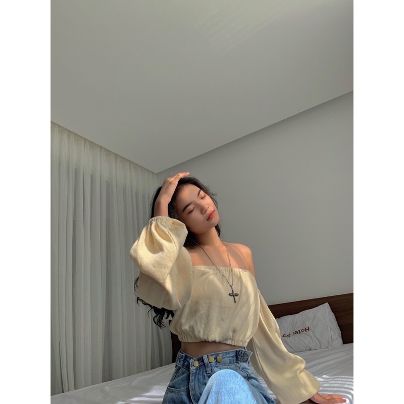[Mã FAMARAL1 giảm 10K đơn 50K] [HÌNH THẬT ĐỘC QUYỀN TỪ TOS.CLOSET ]Áo trễ vai gân ulzzang