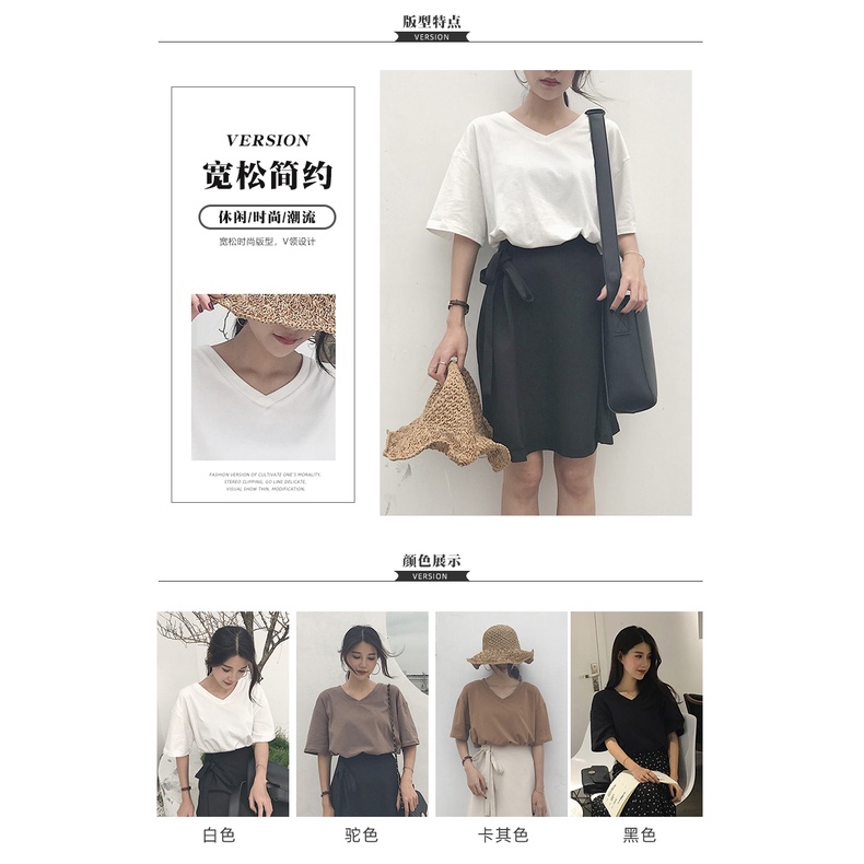 [Hàng Quảng Châu]SP944 Áo phông nữ, áo thun nữ cổ tim basic trẻ trung