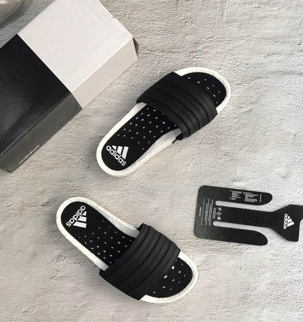 Dép Nam Quai Ngang Thể Thao Adilette Boost Đen-Trắng