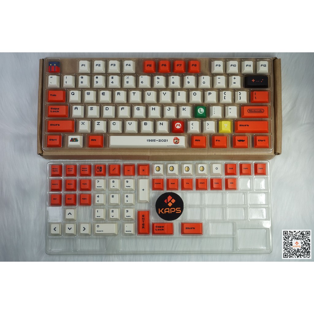 Keycap MARIO ĐỎ Full-box - CHERRY - PBT - Dyesub- 120 nút cho bàn phím cơ (Filco, Leopold, IKBC, Edra, keychron)