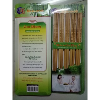 Bộ 10 đôi đũa tre hoa văn cao cấp Cao Phong - Hàng Việt Nam