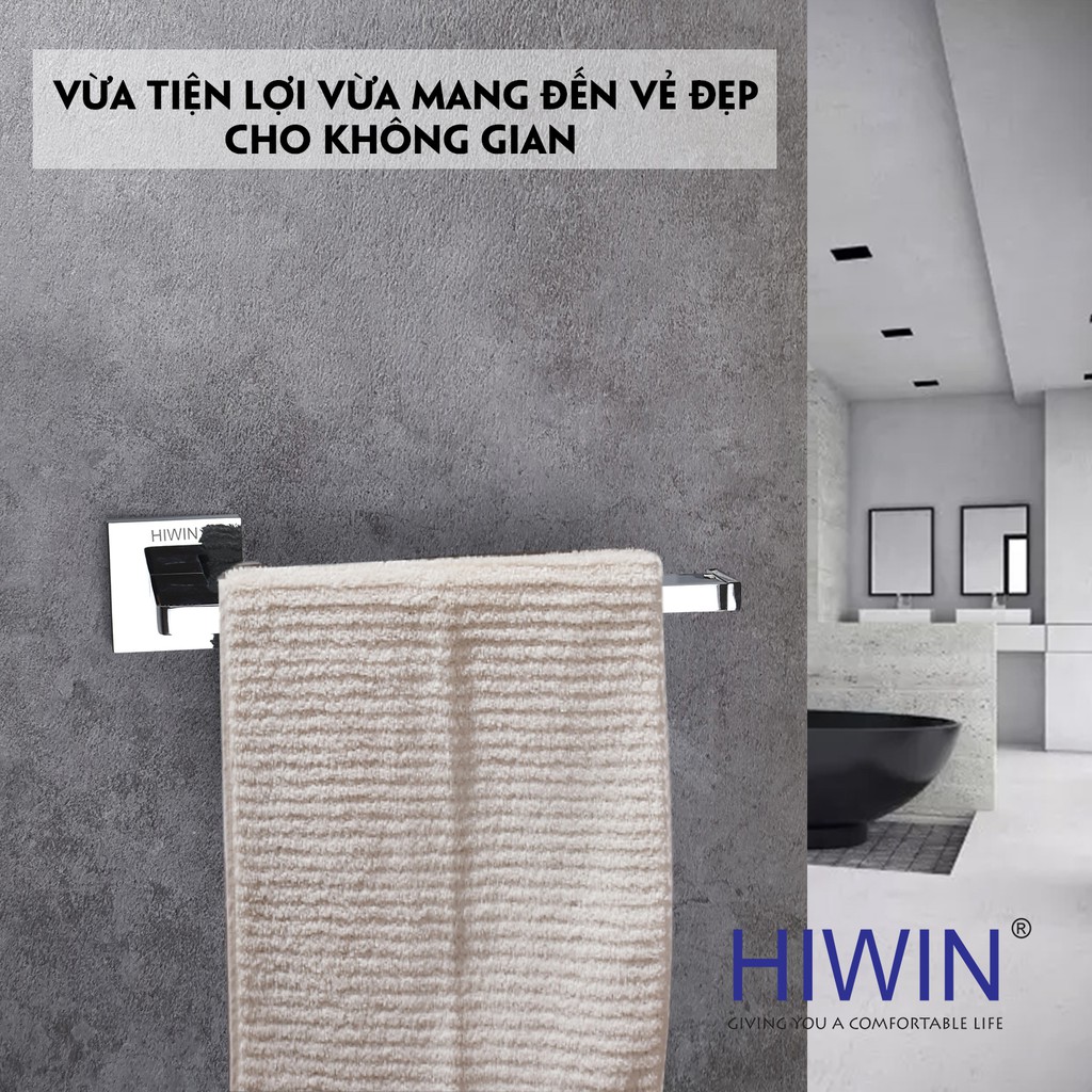 Thanh vắt khăn nhà tắm đồng mạ crom sáng bóng Hiwin Y-1205 kích thước 218x70x45