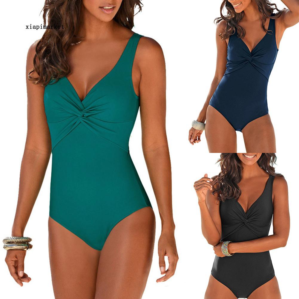 Bộ bikini 1 mảnh không tay màu trơn gợi cảm cho nữ | BigBuy360 - bigbuy360.vn