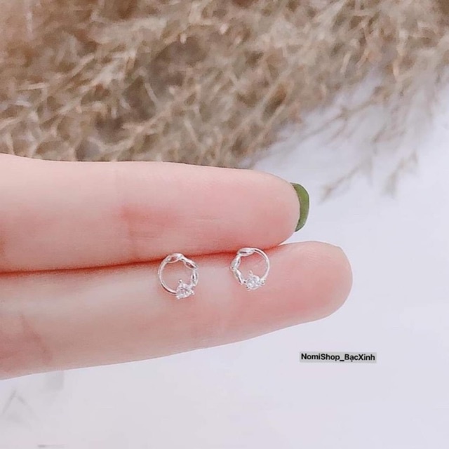 Bông tai bạc nhỏ nhắn xinh xắn, mẫu mới lạ độc đáo Mainomi Shop Bạc Xinh