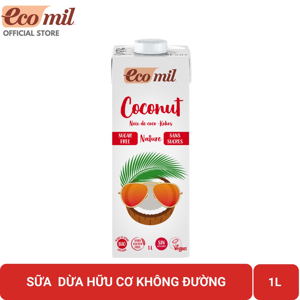 Sữa Dừa Không Đường Hữu Cơ Ecomil (1L) - Organic Coconut Milk Sugar Free (1L)