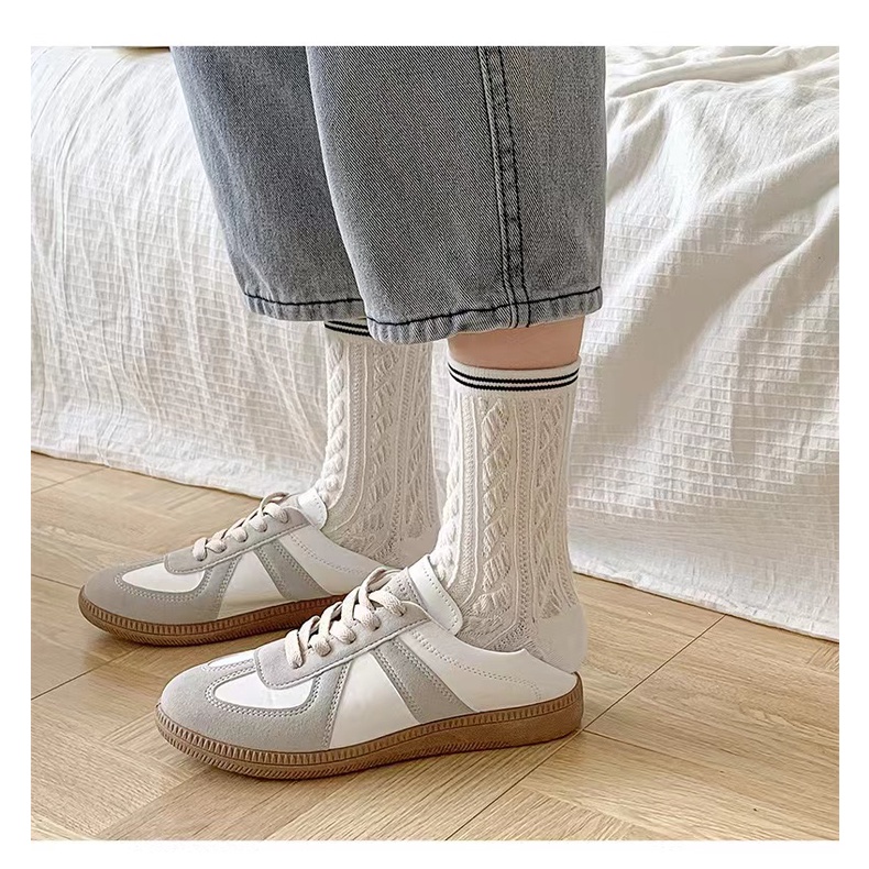 Vớ Cổ Trung Họa Tiết Kẻ Sọc Dễ Thương Phong Cách Hàn Quốc Thời Trang Cho Nữ