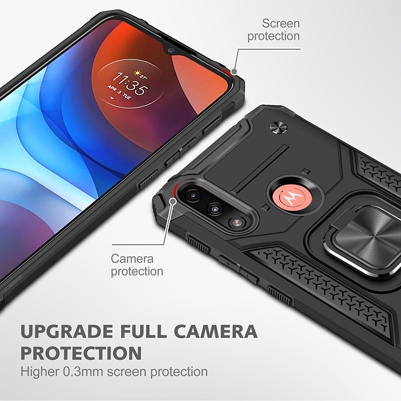 Ốp Điện Thoại Kiểu Áo Giáp Gắn Nhẫn Đỡ Nam Châm Vô Hình Cho Motorola Moto G Play 2021 / G9 G9 Play / G9 Plus / G9 Power