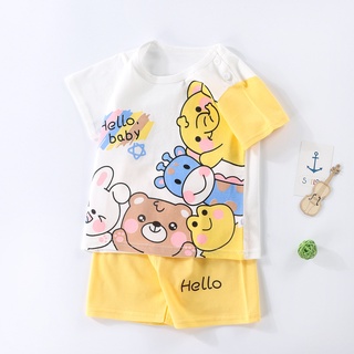 Set đồ LUCKYCANDY 2 món gồm áo thun và quần ngắn họa tiết hoạt hình thời trang mùa hè cho bé