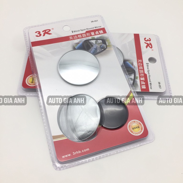 Bộ 2 gương cầu lồi xoay 360 độ GIA ANH đa cực chính hãng 3R-057 không viền gắn gương chiếu hậu ô tô xe máy loại 1