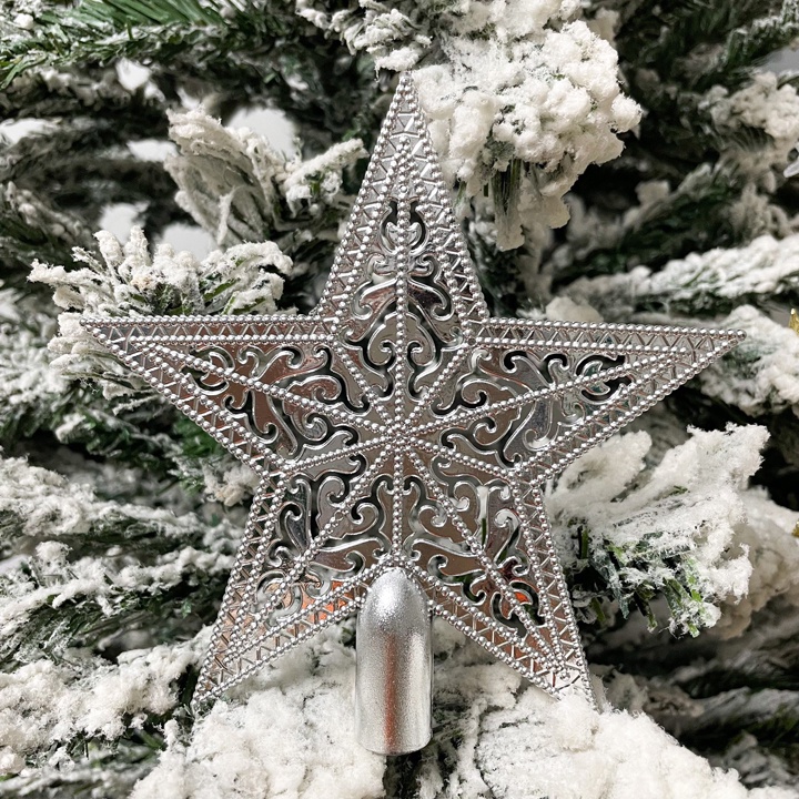 Ngôi sao Giáng Sinh 15cm vân lưới gắn đỉnh cây thông trang trí noel size trung