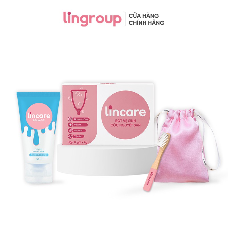 Combo 4 sản phẩm Lincare vệ sinh và hỗ trợ lần đầu sử dụng cốc nguyệt san