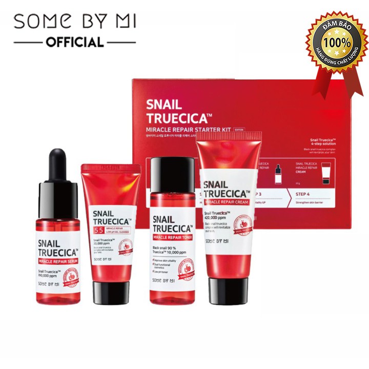 Bộ Chăm Sóc Da Chiết Xuất Từ Ốc Sên Some By Mi Snail Truecica Miracle Repair Starter Kit (4 sản phẩm)